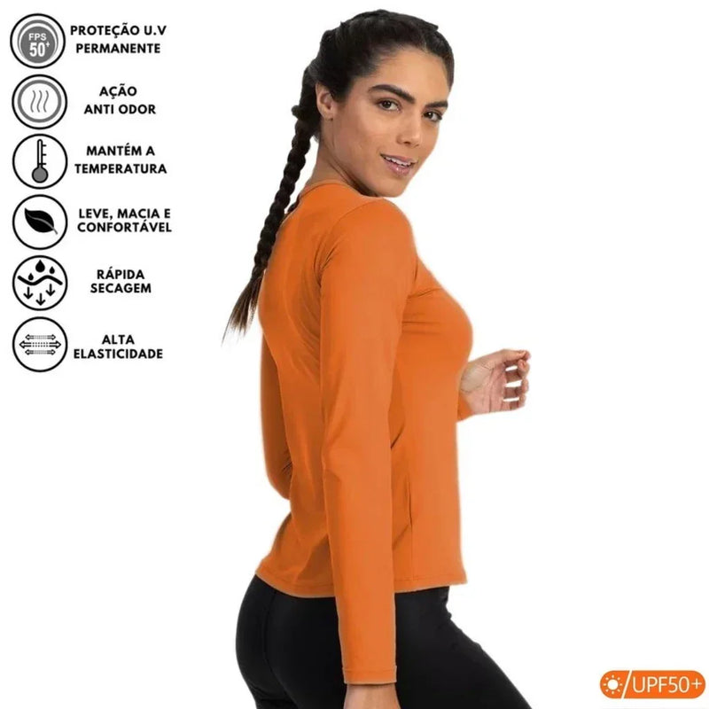Camiseta Feminina Segunda Pele com Proteção Solar UV 50+