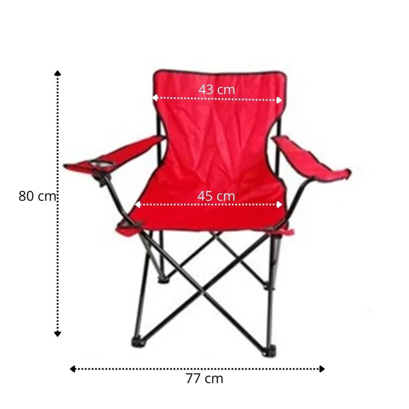 Cadeira Portátil Dobrável com Porta-Copo para Camping e Pesca