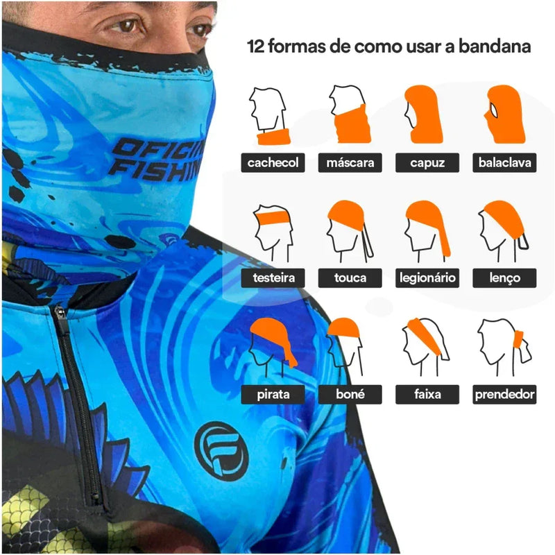 Kit Camisa de Pesca Dryfit + Bandana com Proteção UV50+