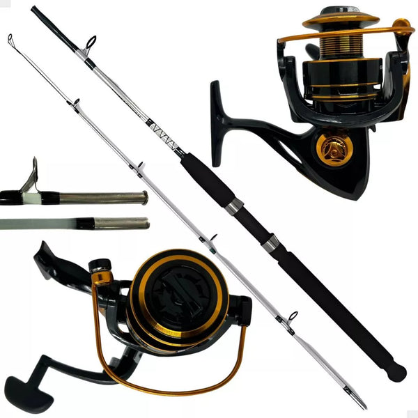 Kit de Pesca Vara Fibra de Vidro Maciça + Molinete e Drag